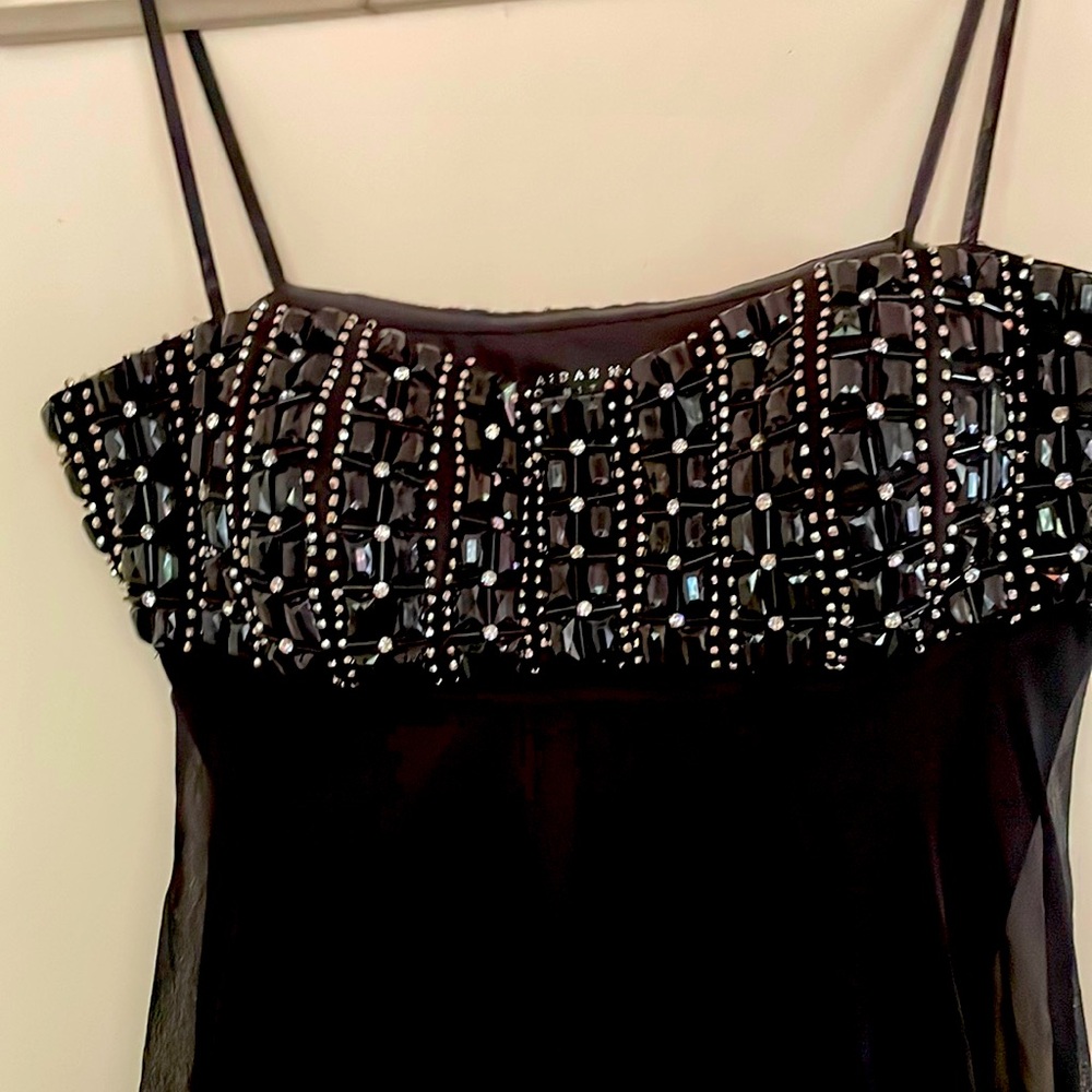 Aidan Mattox Black Embellished Babydoll Mini Dress